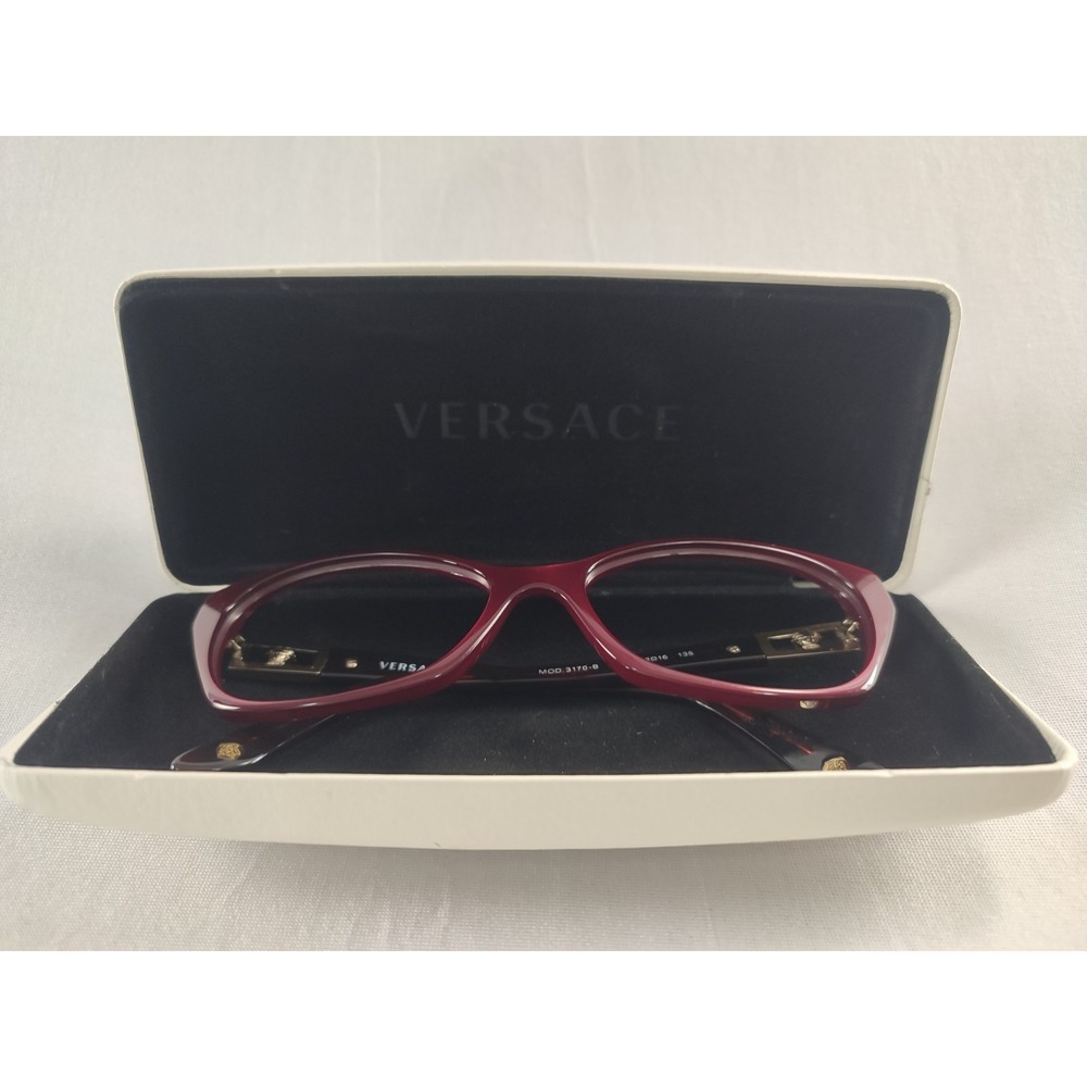 Versace MOD 3170-B 5026 Burgundy Tortoise Medusa Crystals Eyeglasses 52-16-135 - Picture 3 of 13